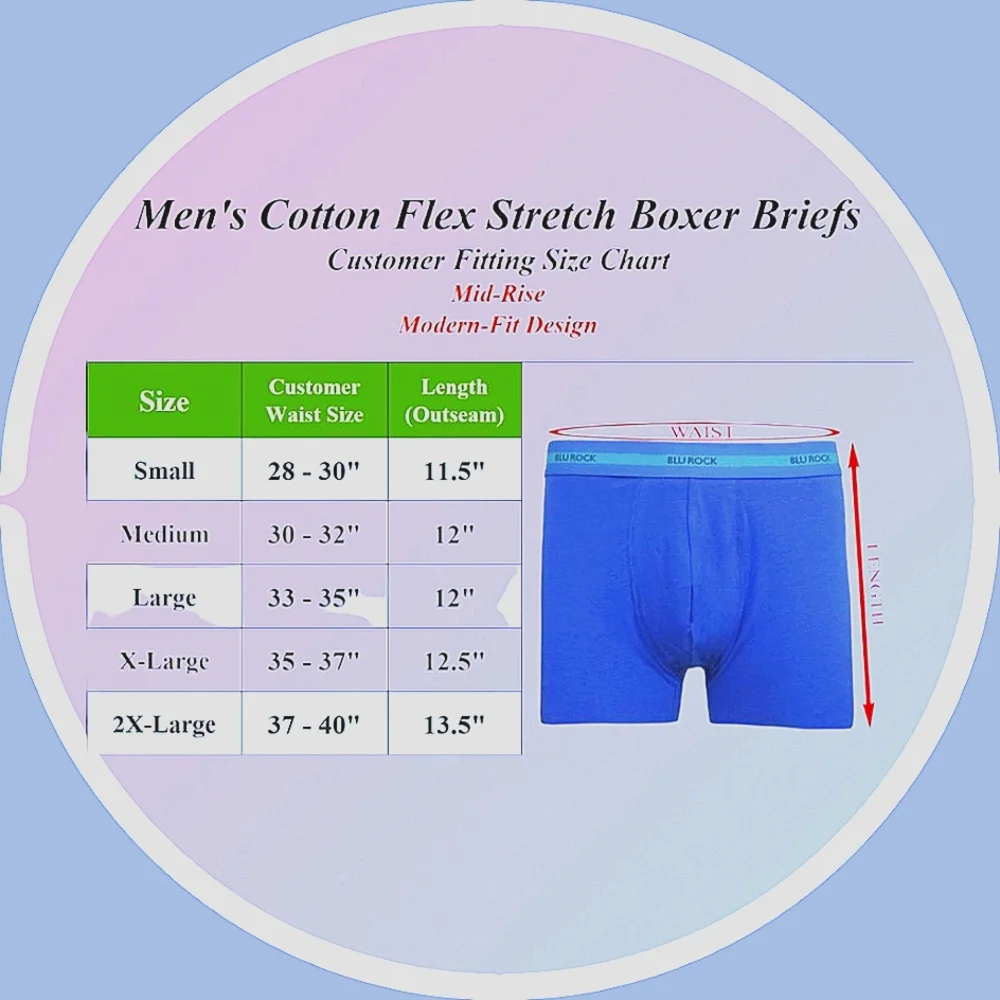 NEW NEVER OPENED BLU ROCK Men's Cotton Flex Stretch Boxer Briefs - 3 Pack - 2XL